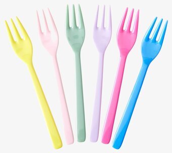 Tårtgaffel 6-pack - Flower Me Happy från Rice i olika färger