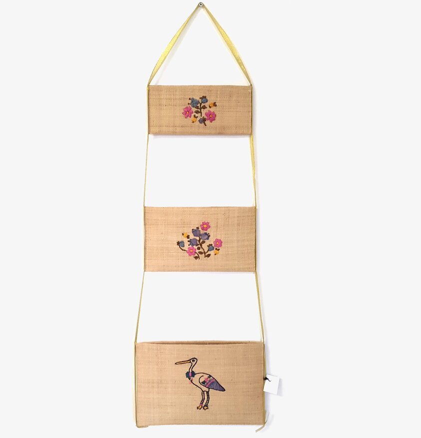 Förvaringsväska Raffia från Rice med tre broderade fack