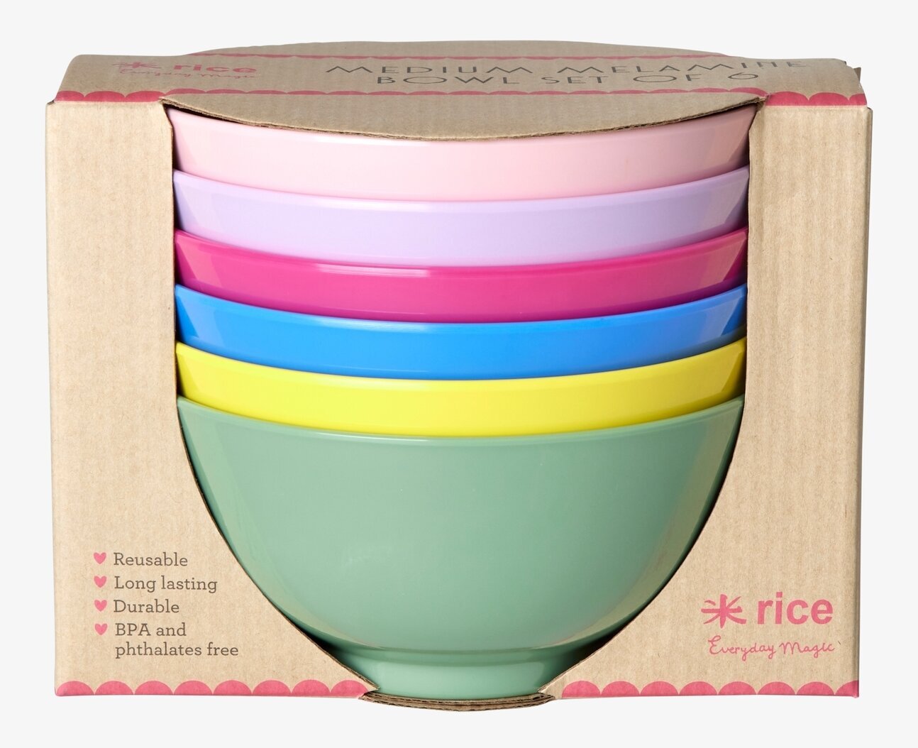 Skål Medium 6-pack - Flower Me Happy från Rice i melamin