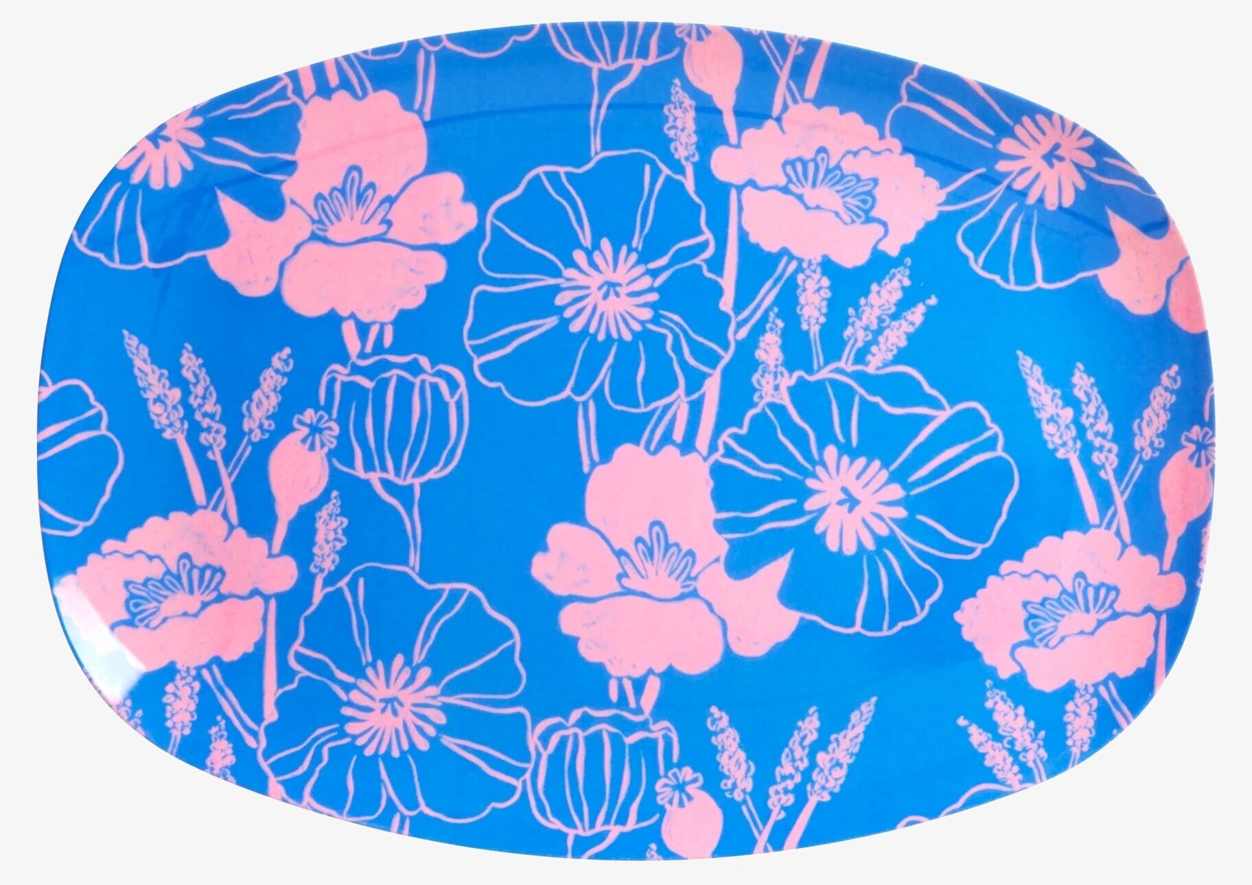 Tallrik Poppies Love Print från Rice med blå och rosa design