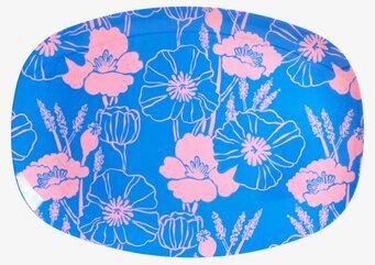 Tallrik Poppies Love Print från Rice med blå och rosa design