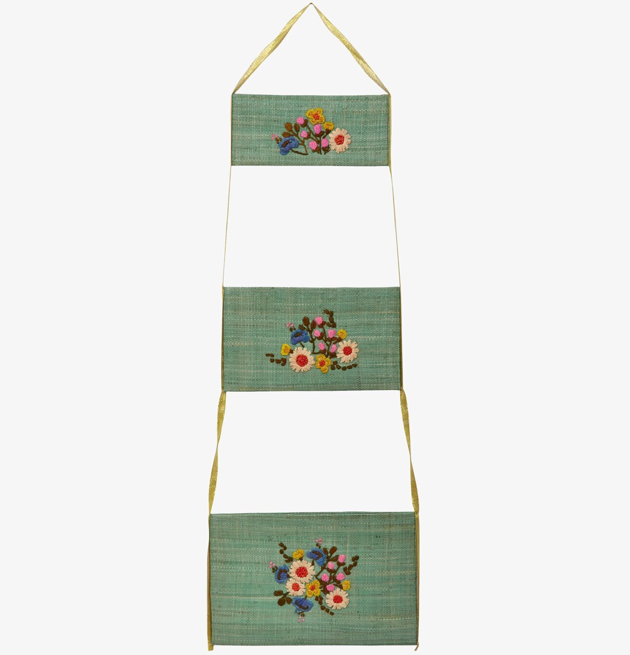 Förvaringsväska Raffia från Rice med broderade blommor