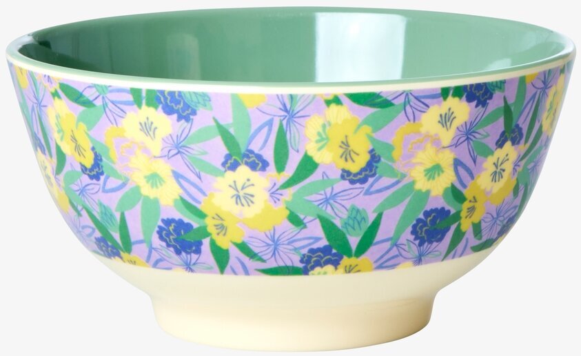 Skål Fancy Pansy Print från Rice med färgglatt blommönster