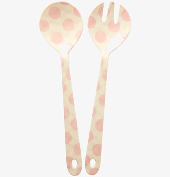 Salladsbestick - Pink Dots från Rice med rosa prickar