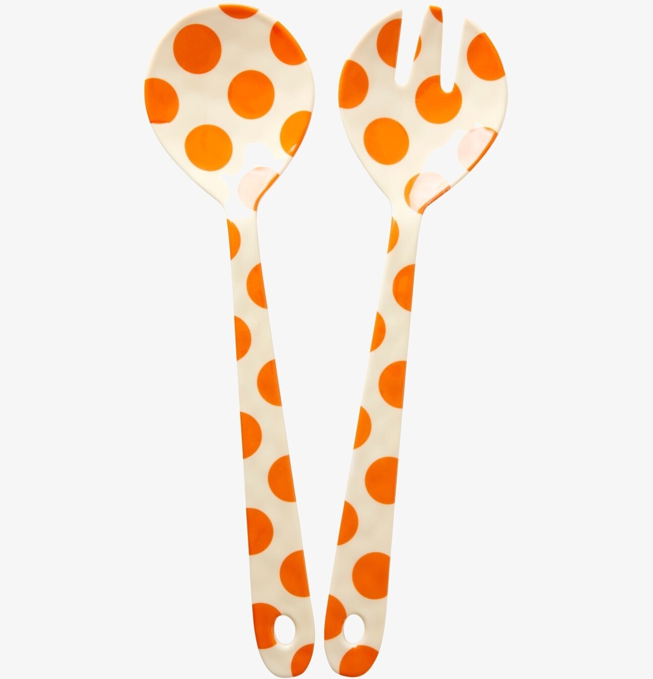 Salladsbestick - Orange Dots från Rice med orange prickar