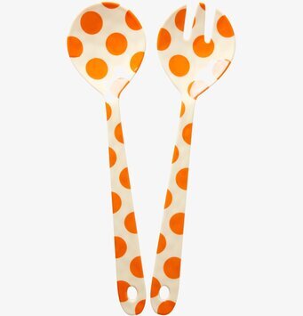 Salladsbestick - Orange Dots från Rice med orange prickar