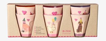 Bild av sex pastell-lila muggar med djurmotiv