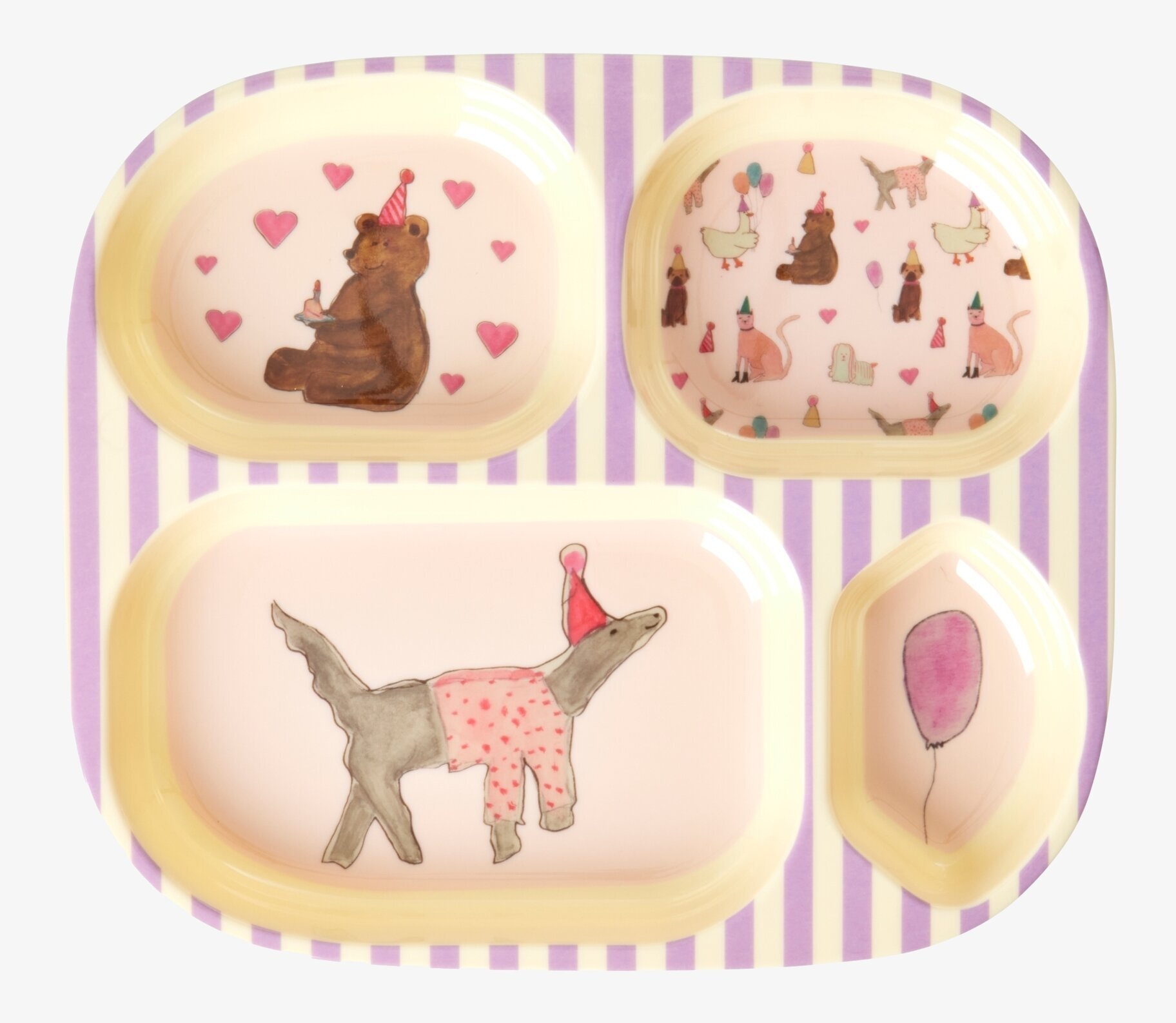 Barntallrik 4-Fack Animal Print Lavender från Rice