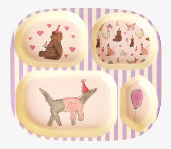 Barntallrik 4-Fack Animal Print Lavender från Rice