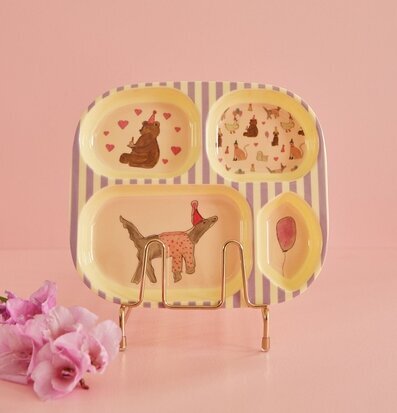 Barntallrik 4-Fack Animal Print Lavender från Rice