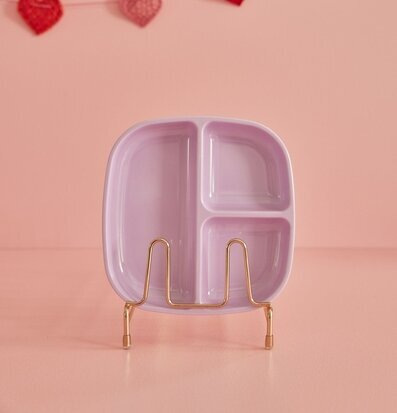 Barntallrik 3-Fack Lavender från Rice med hjärtdekorationer