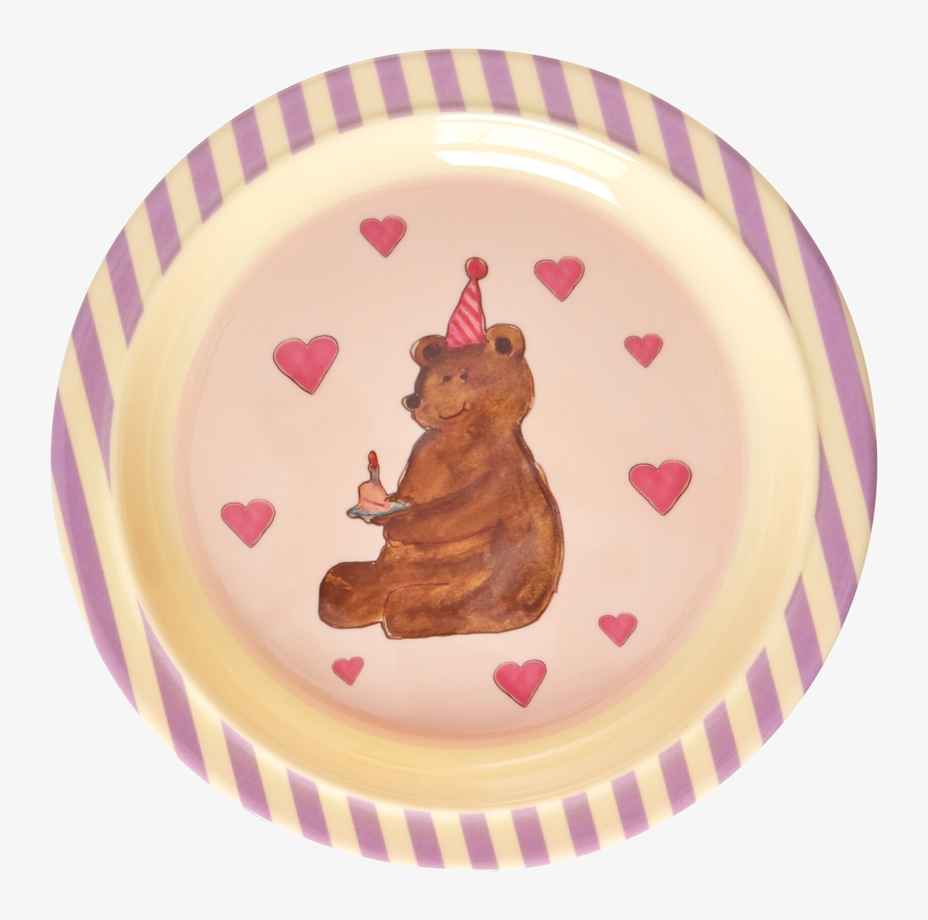 Barntallrik Lavender Animal Print från Rice med björn och tårta