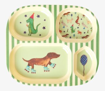 Barntallrik 4-Fack Animal Print Green från Rice med djurmotiv