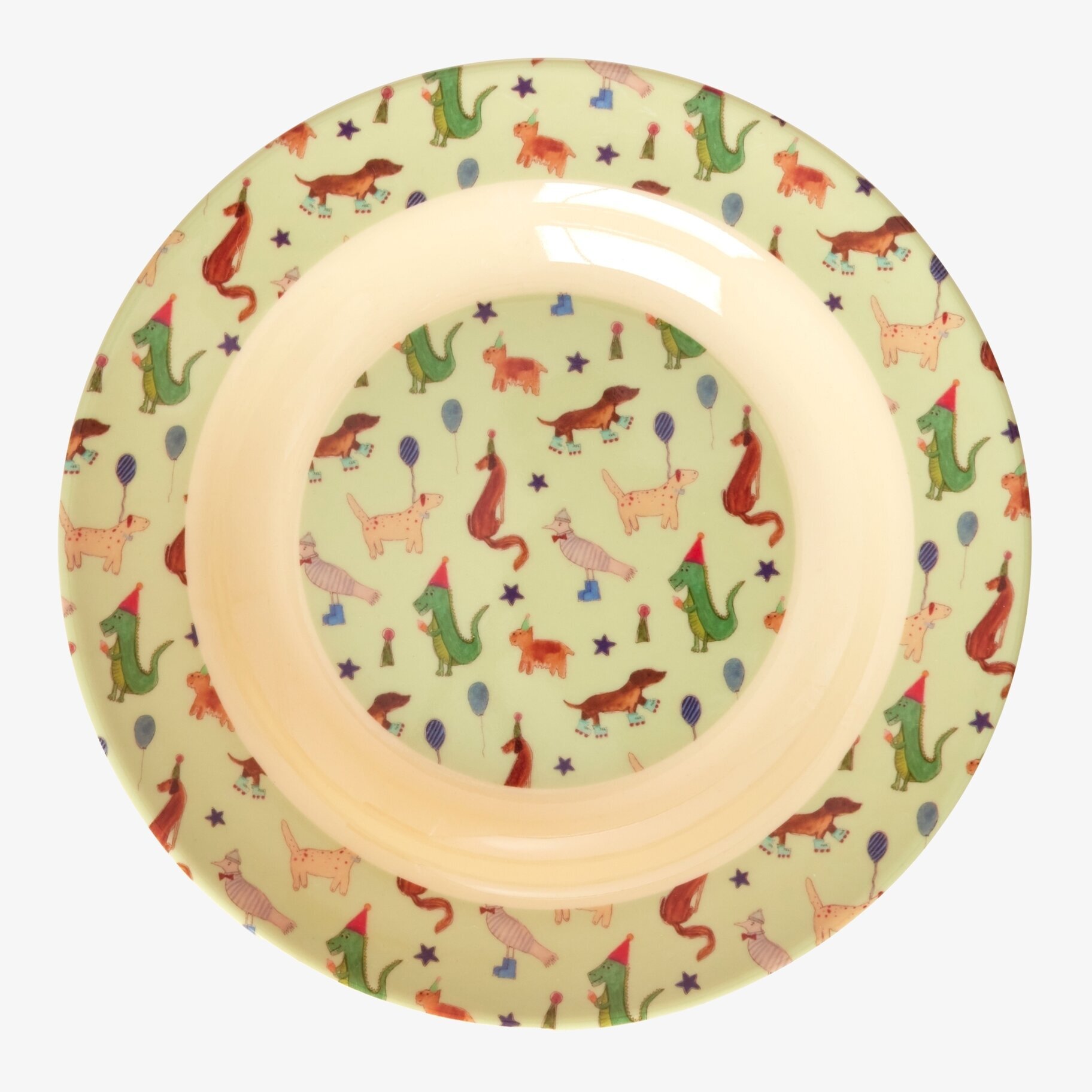 Djup Tallrik Animal Green Print från Rice med djurmotiv