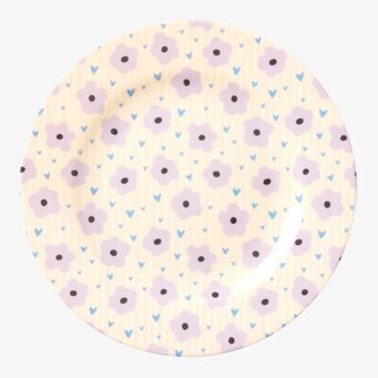 Assiett Flowers Print från Rice med blommönster och hjärtan
