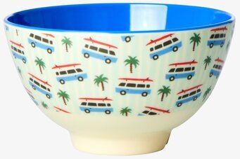 Liten Skål Cars Print från Rice med minibussar och palmer