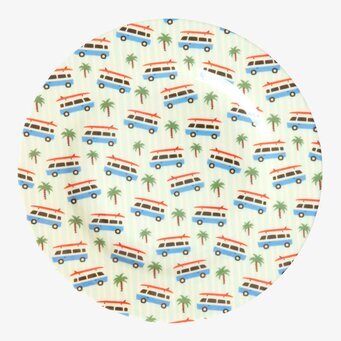 Assiett Cars Print från Rice med retrobussar och palmträd