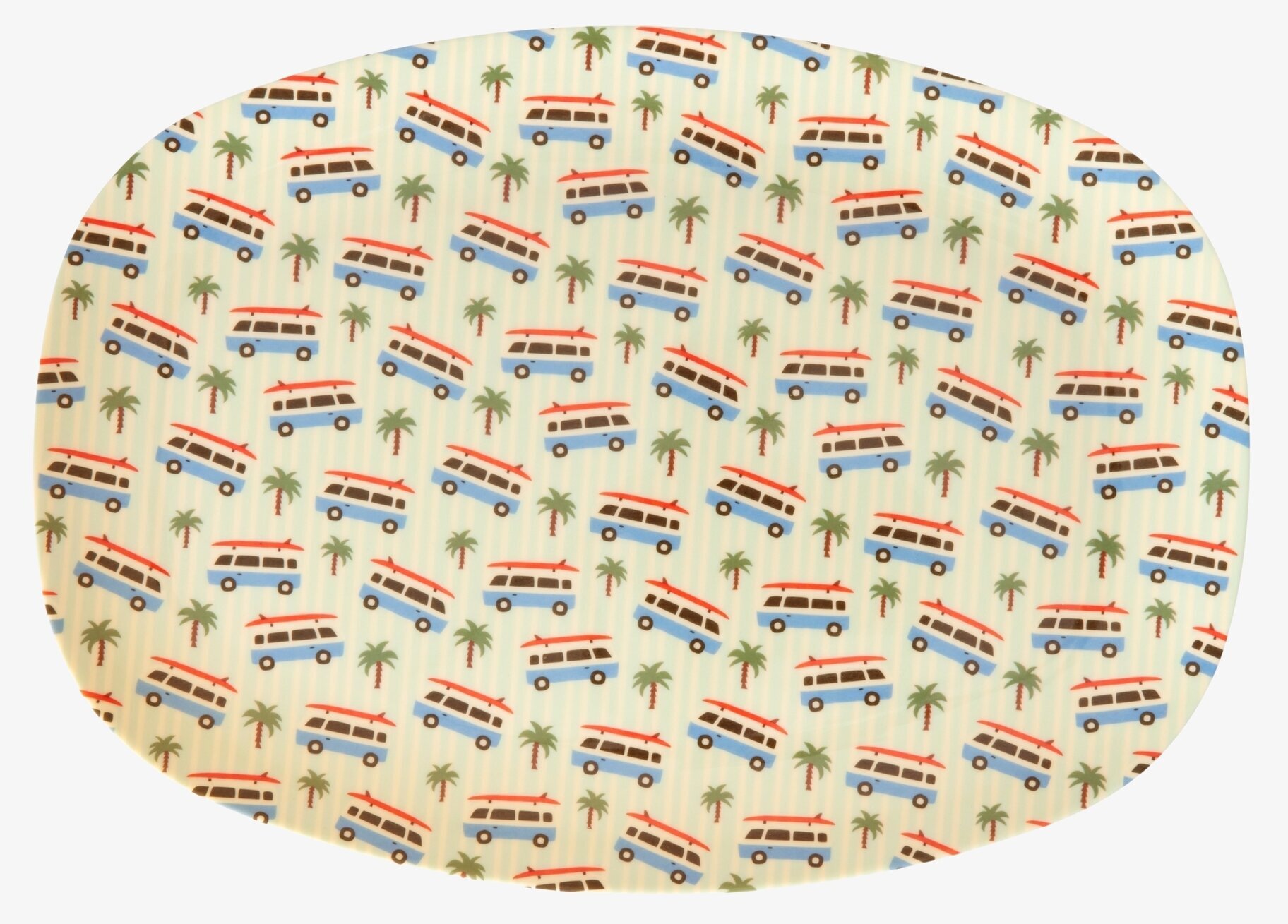 Tallrik Cars Print från Rice med färgglada bilar och palmer