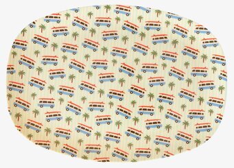 Tallrik Cars Print från Rice med färgglada bilar och palmer