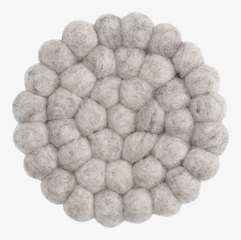 Glasunderlägg Tovad Ull Set/2 - Light Grey från Gry & Sif