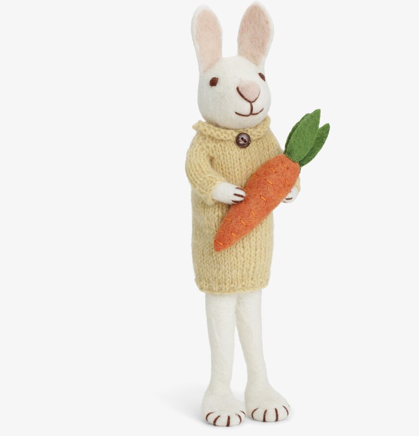 Vit Kanin Gul Klänning från Gry & Sif med filtad morot