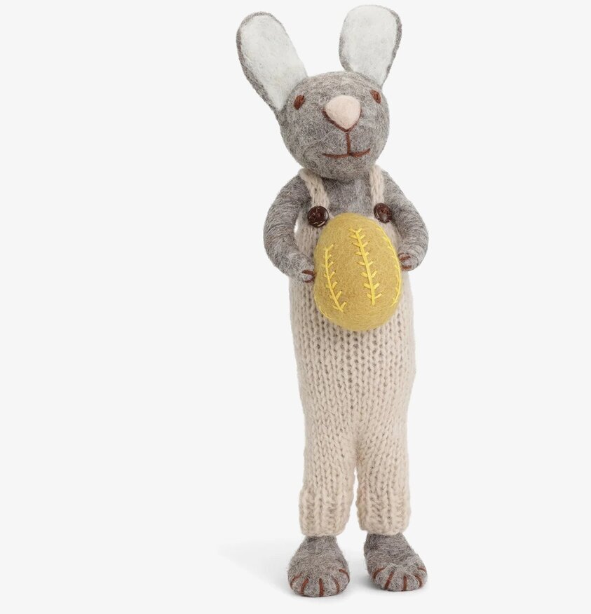 Grå Kanin Med Beige Byxdress från Gry & Sif i filtad ull