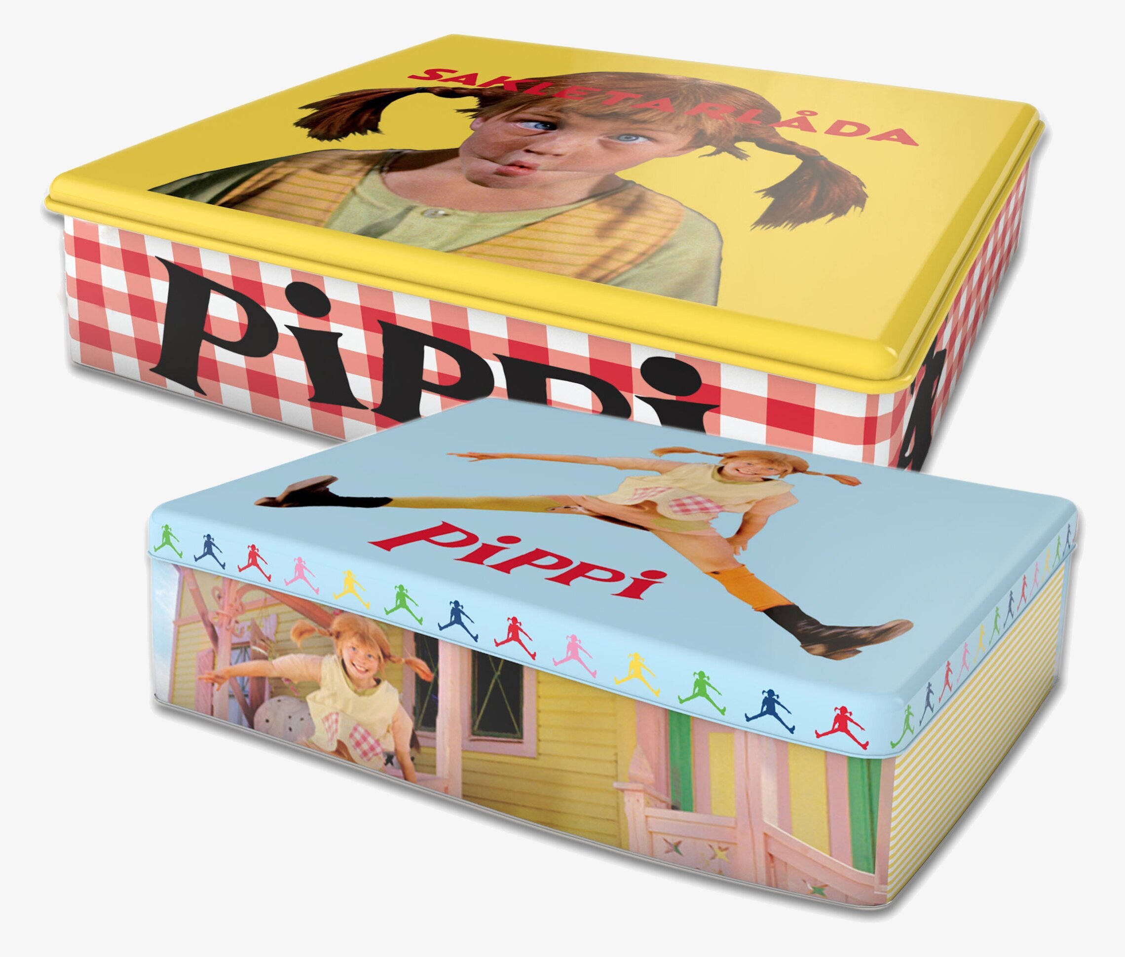 Plåtburk Pippi-set från Pluto Produkter med Pippi-motiv