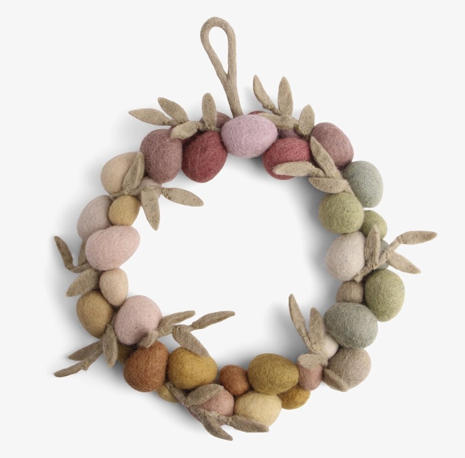 Vägg/Dörrkrans Ägg från Gry & Sif med färgglada prydnader