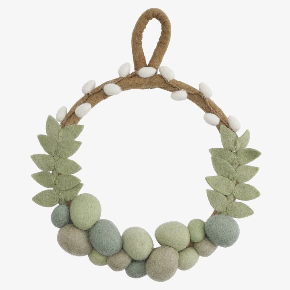 Vägg/Dörrkrans Ägg & Vide från Gry & Sif med filtbollar