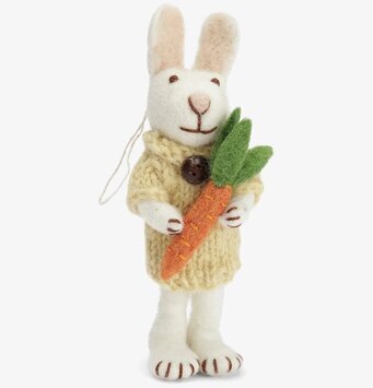 Vit Kanin Med Klänning & Morot från Gry & Sif i filt
