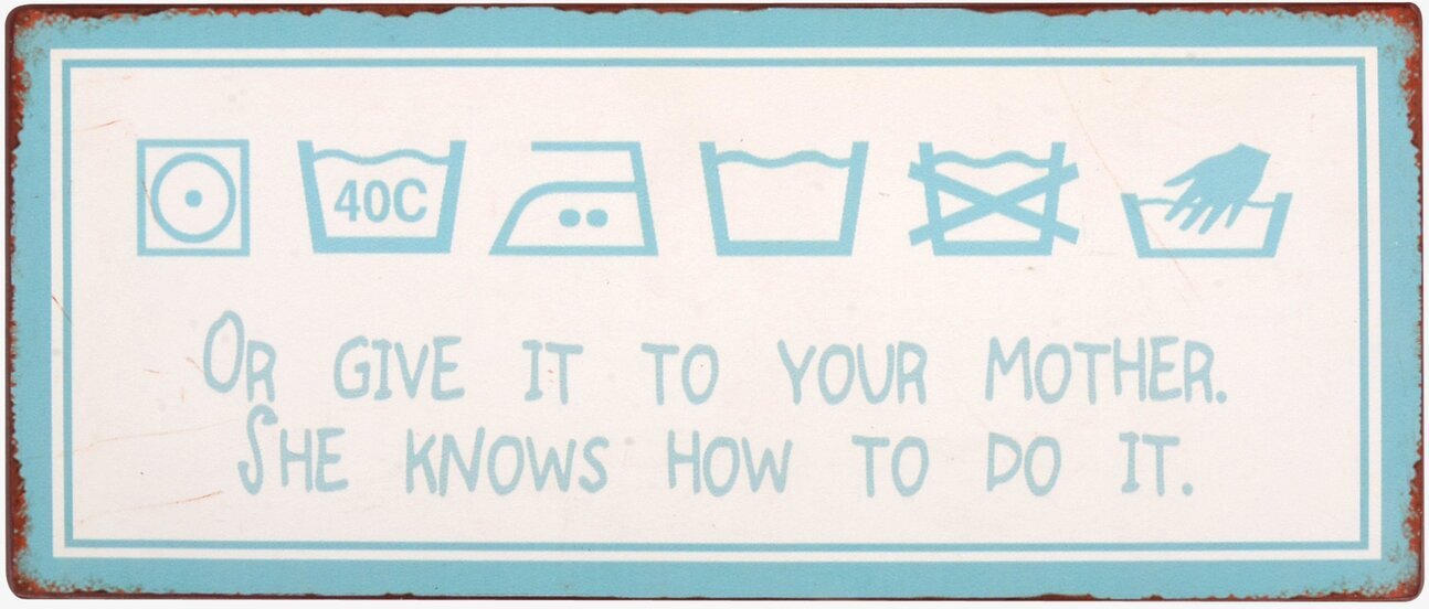 Plåtskylt Washlabel från IB Laursen med vintage tvättråd