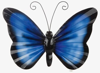 Fjäril Vägg Hamrad Plåt från Different Design i blått och svart