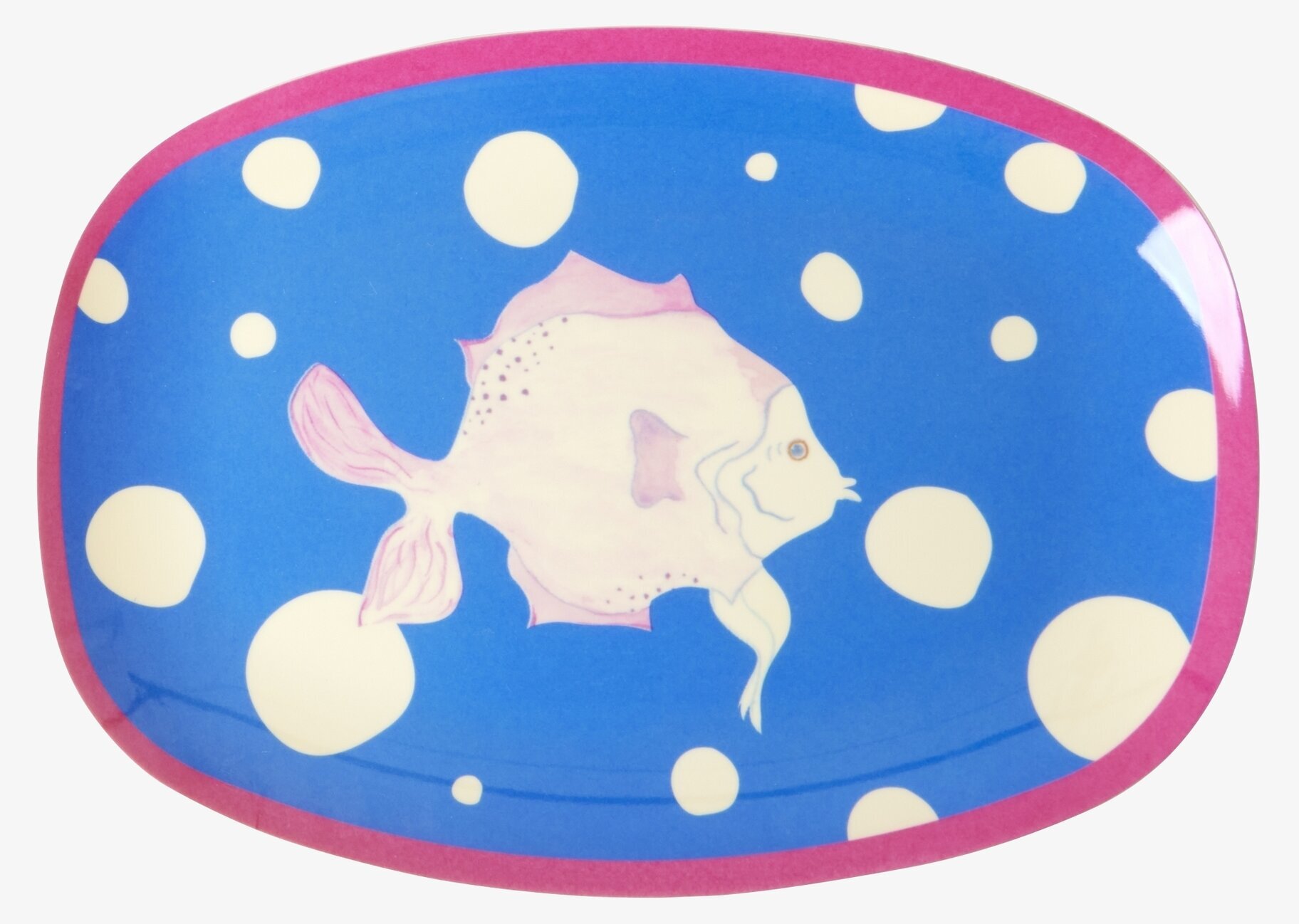 Tallrik Fish Blue Print från Rice med blått fiskmotiv