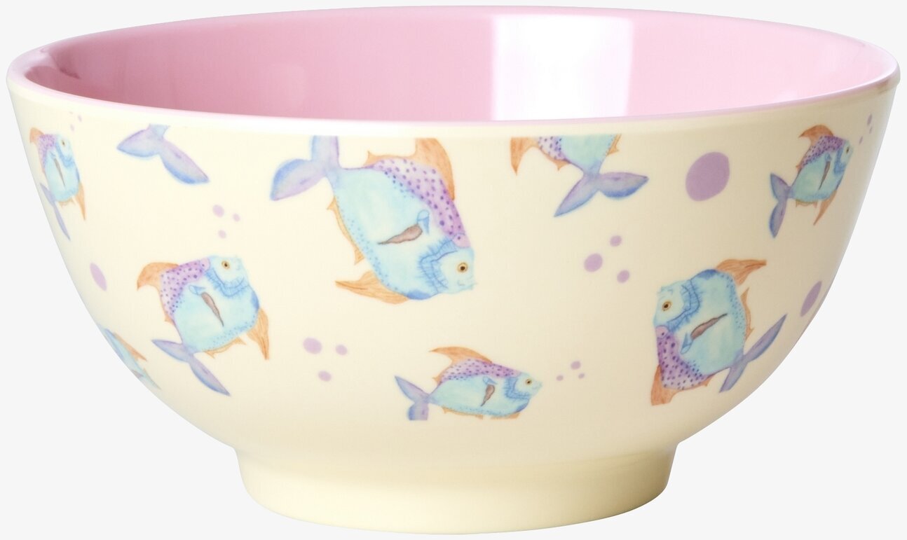 Skål Fish Cream Print från Rice med färgglatt fiskmönster