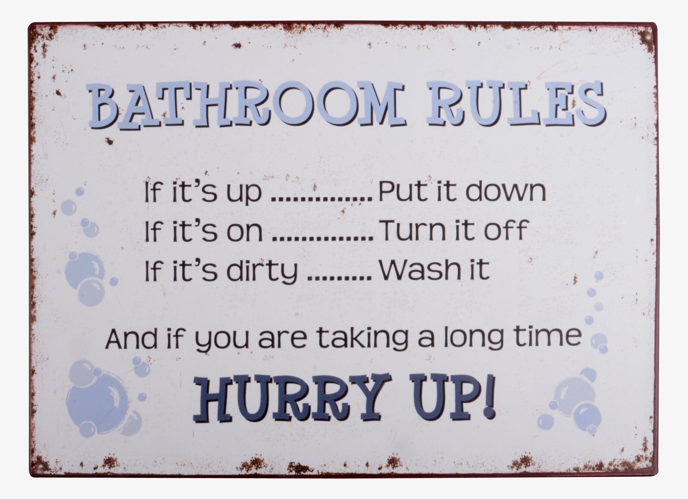 Plåtskylt Bathroom Rules från IB Laursen med vintage-design