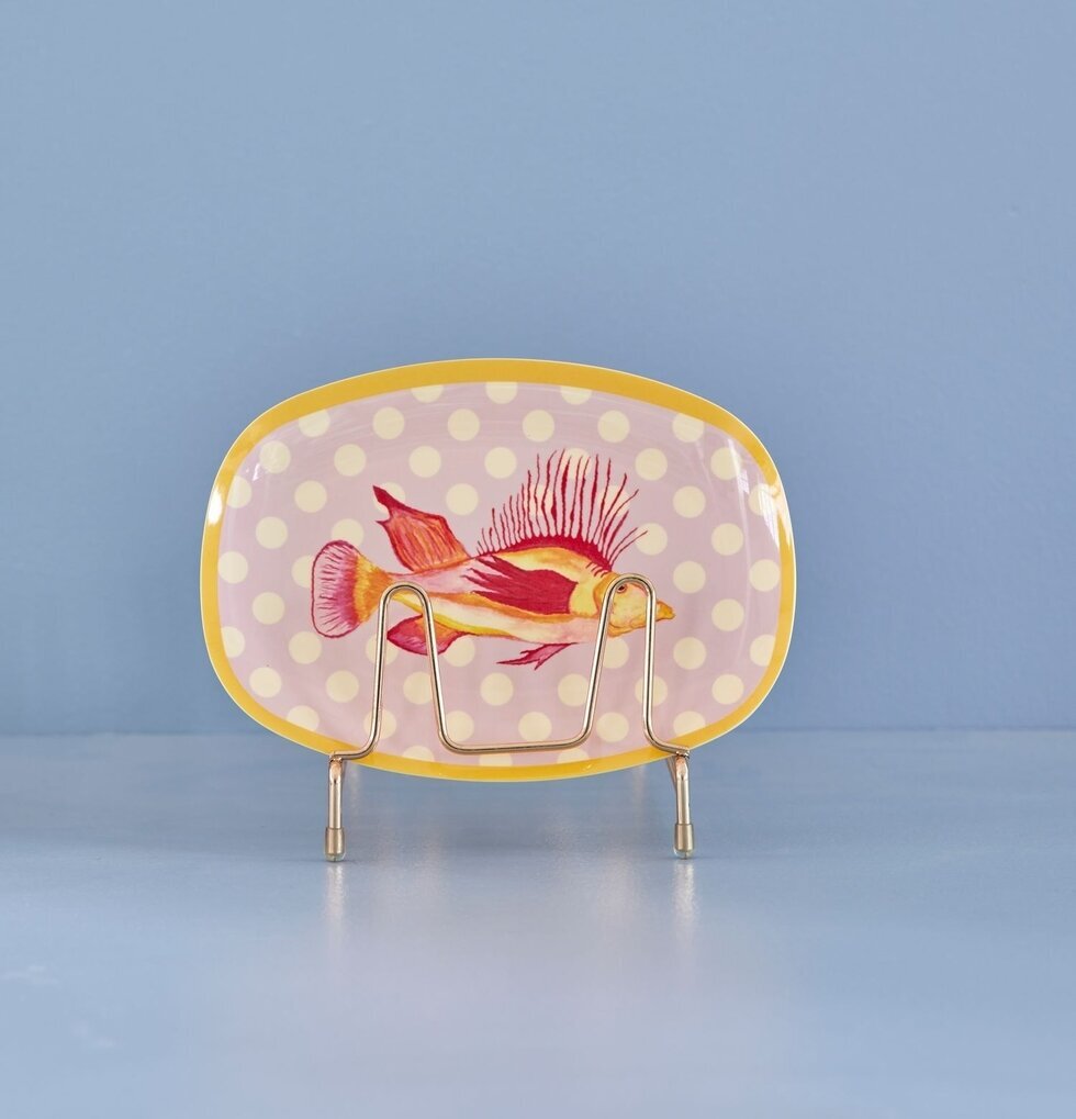 Liten Tallrik Fish Lavender Print från Rice med fiskmönster