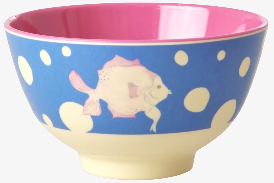 Liten Skål Fish Blue Print från Rice med blått fiskmotiv
