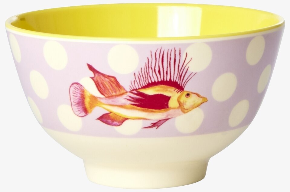Liten Skål Fish Lavender Print från Rice med färgglad design