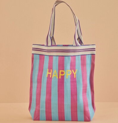 Shoppingväska Medium - Happy från Rice med färgglada ränder