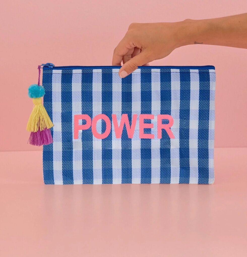 Liten Väska Power Blå/Vit från Rice med gingham-mönster