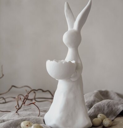 Ljushållare Kanin - Majas Cottage, vit keramik, värmeljus