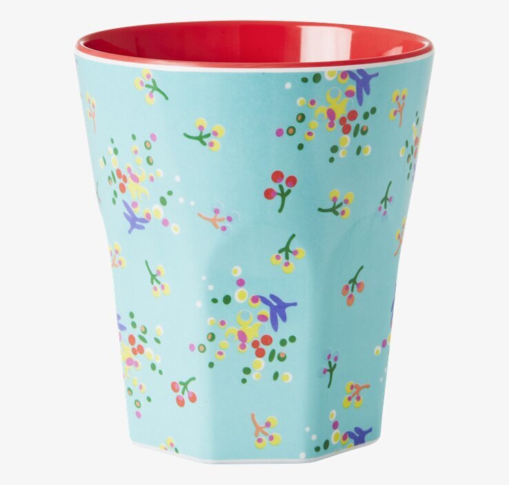 Mugg Aqua Blommor Large från Rice med färgglatt blommönster