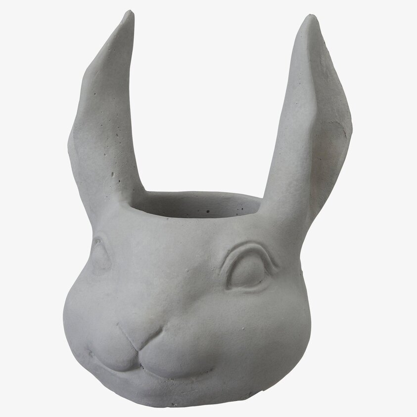 Kruka Huvud Kanin Liten från Wikholm Form i grå cement
