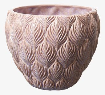 Kruka Rose Rosa från Wikholm Form med lövmönster i rosa