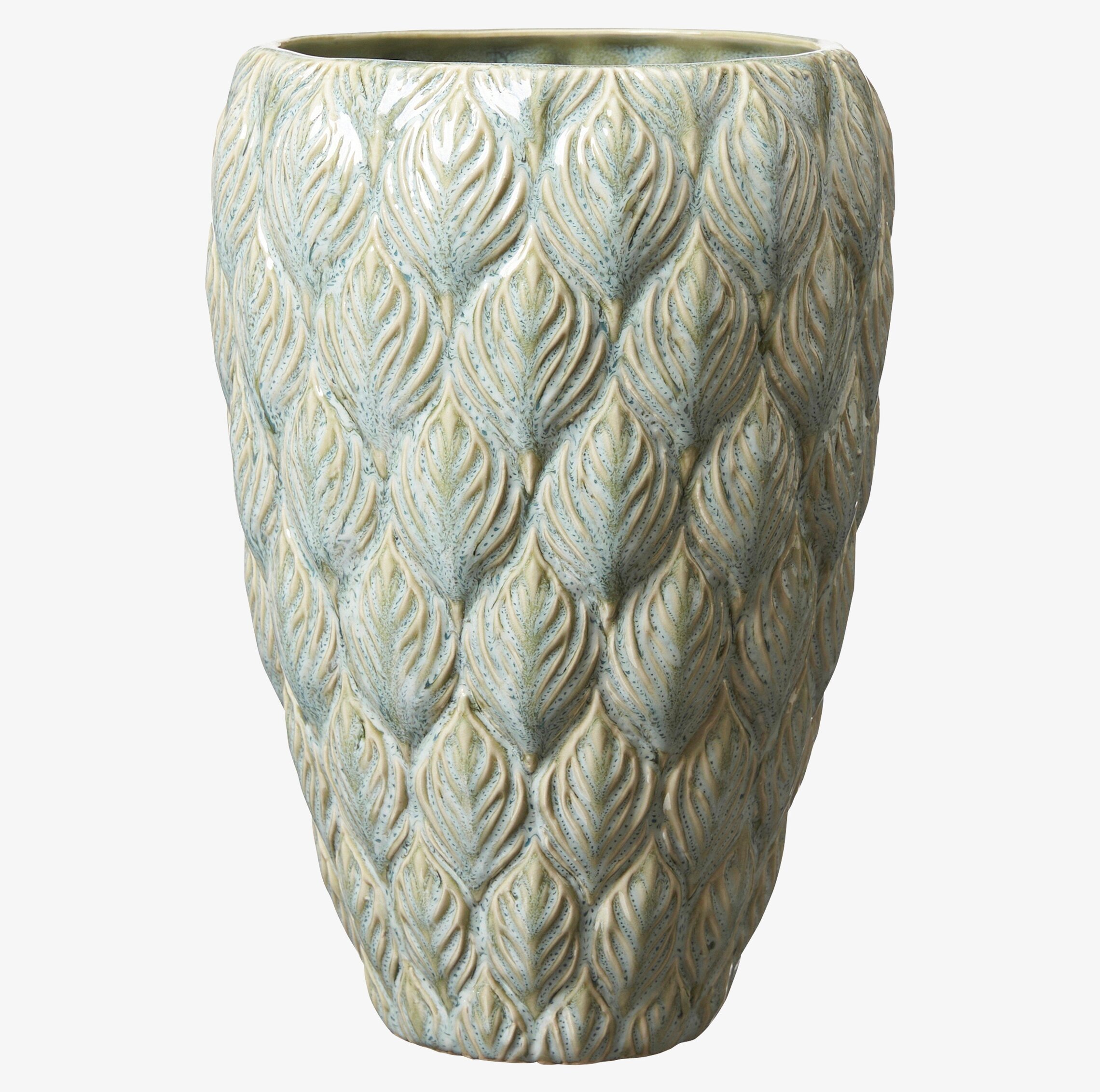 Kruka Rose Hög Ljusgrön från Wikholm Form med bladmönster