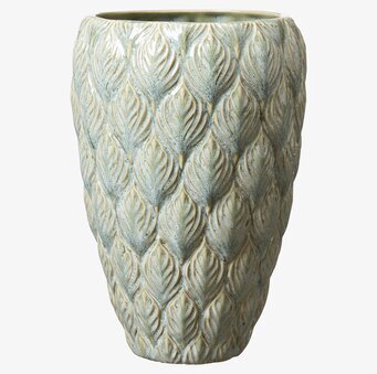 Kruka Rose Hög Ljusgrön från Wikholm Form med bladmönster