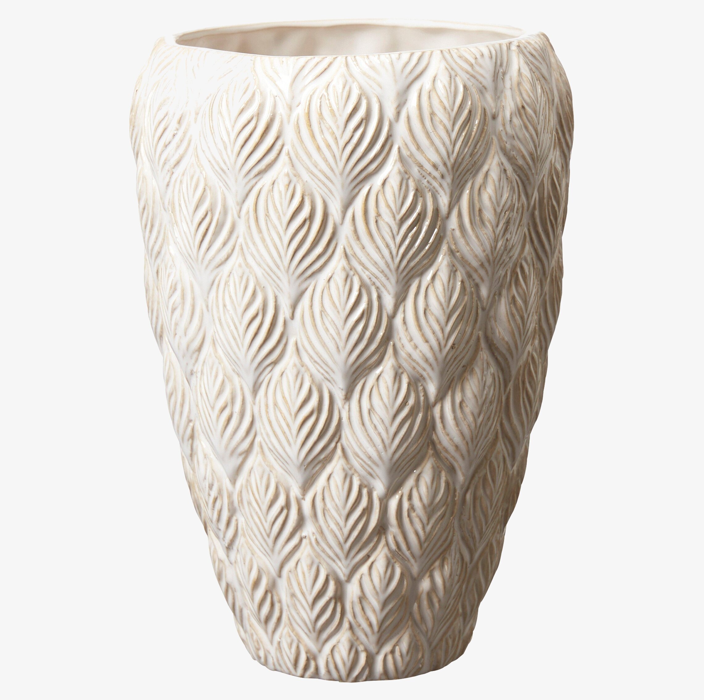 Kruka Rose Hög Offwhite från Wikholm Form med reliefmönster