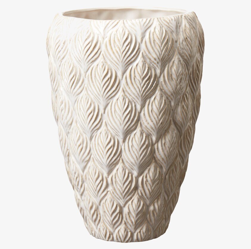 Kruka Rose Hög Offwhite från Wikholm Form med reliefmönster