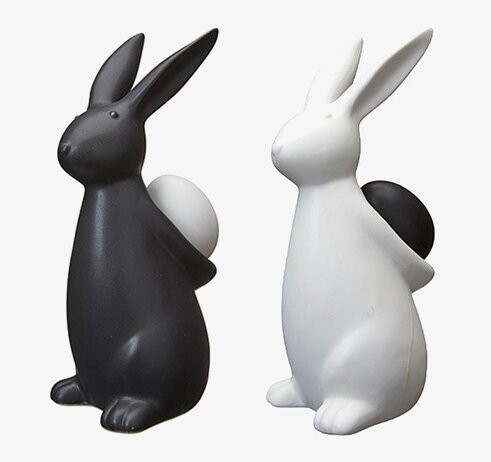 Hare Med Ägg från Wikholm Form: Svart och vit hare med ägg