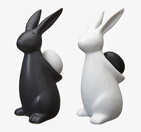 Hare Med Ägg från Wikholm Form: Svart och vit hare med ägg